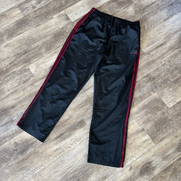 adidas Other - Adidas Black and Red Stripes Wide Leg Athletic Pants with Swish